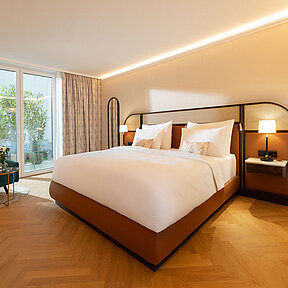 Quiet hotel room with garden terrace at Hotel Palais Chotek Vienna