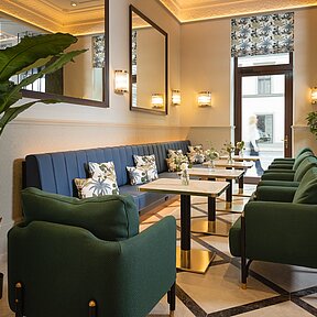 Cosy bistro with lounge chairs 