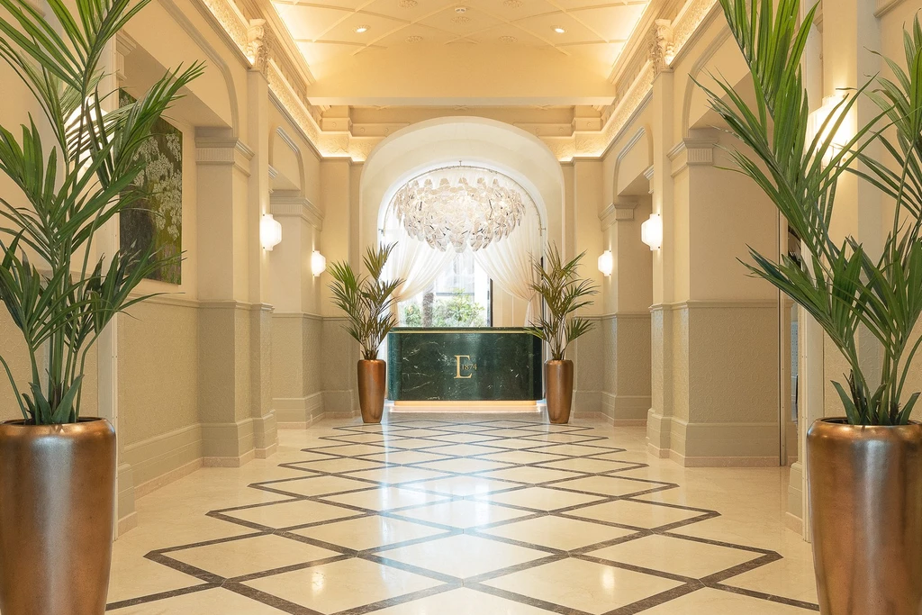 Impressive foyer of EST Hotel Palais Chotek Vienna