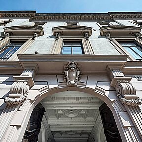 Historic facade and entry at EST Hotel Palais Chotek Vienna