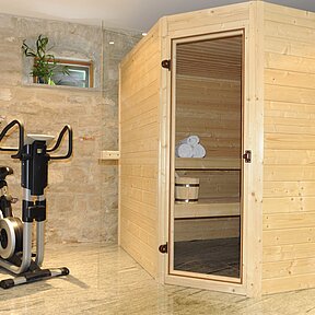 Sauna and trainer bike on ground floor