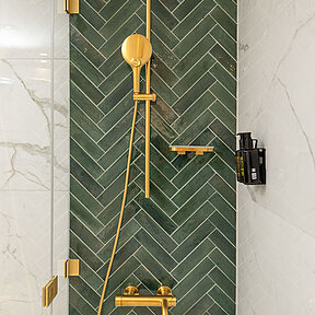 Detail of bath tub with shower 