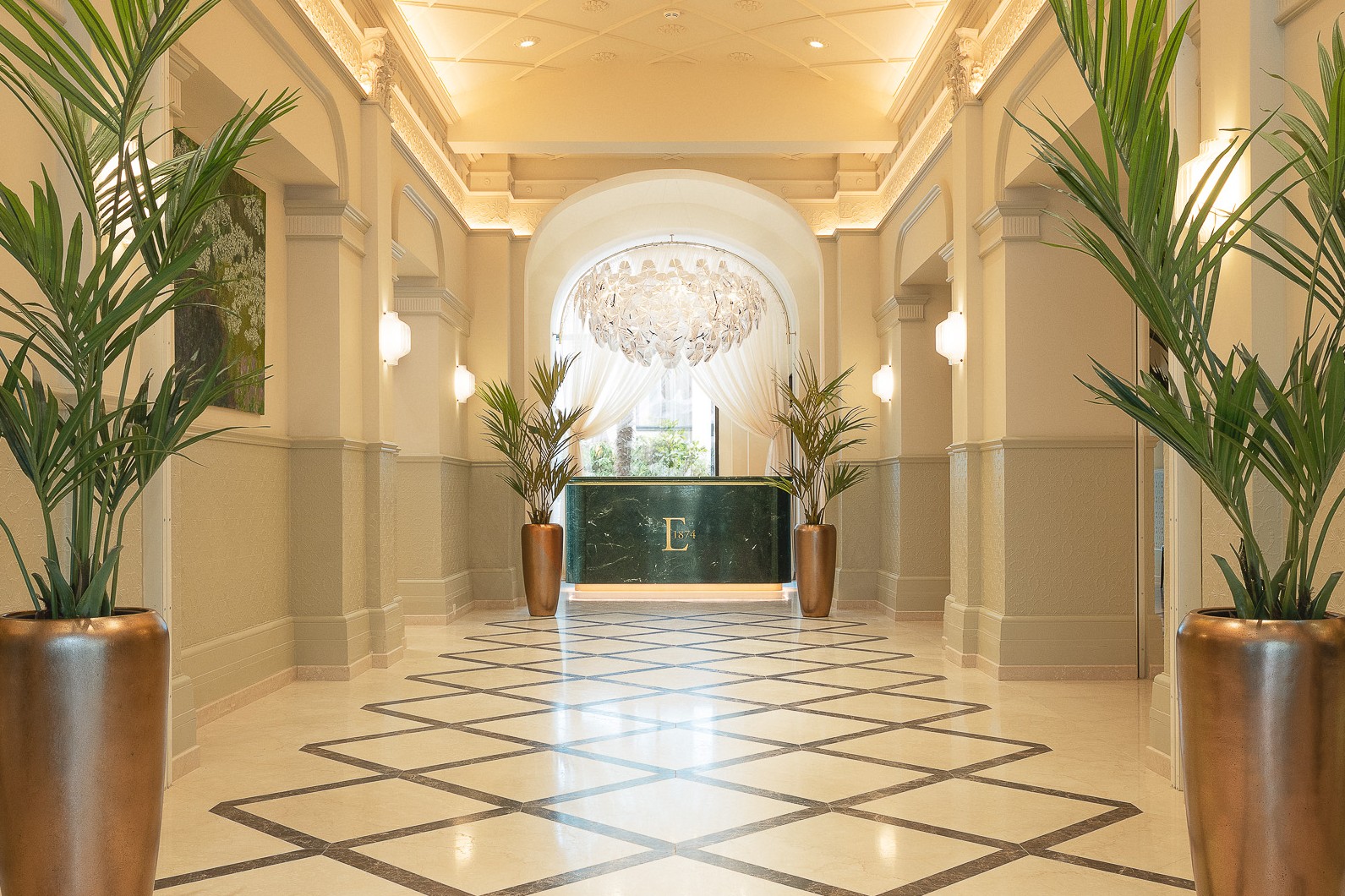 Impressive foyer of EST Hotel Palais Chotek Vienna